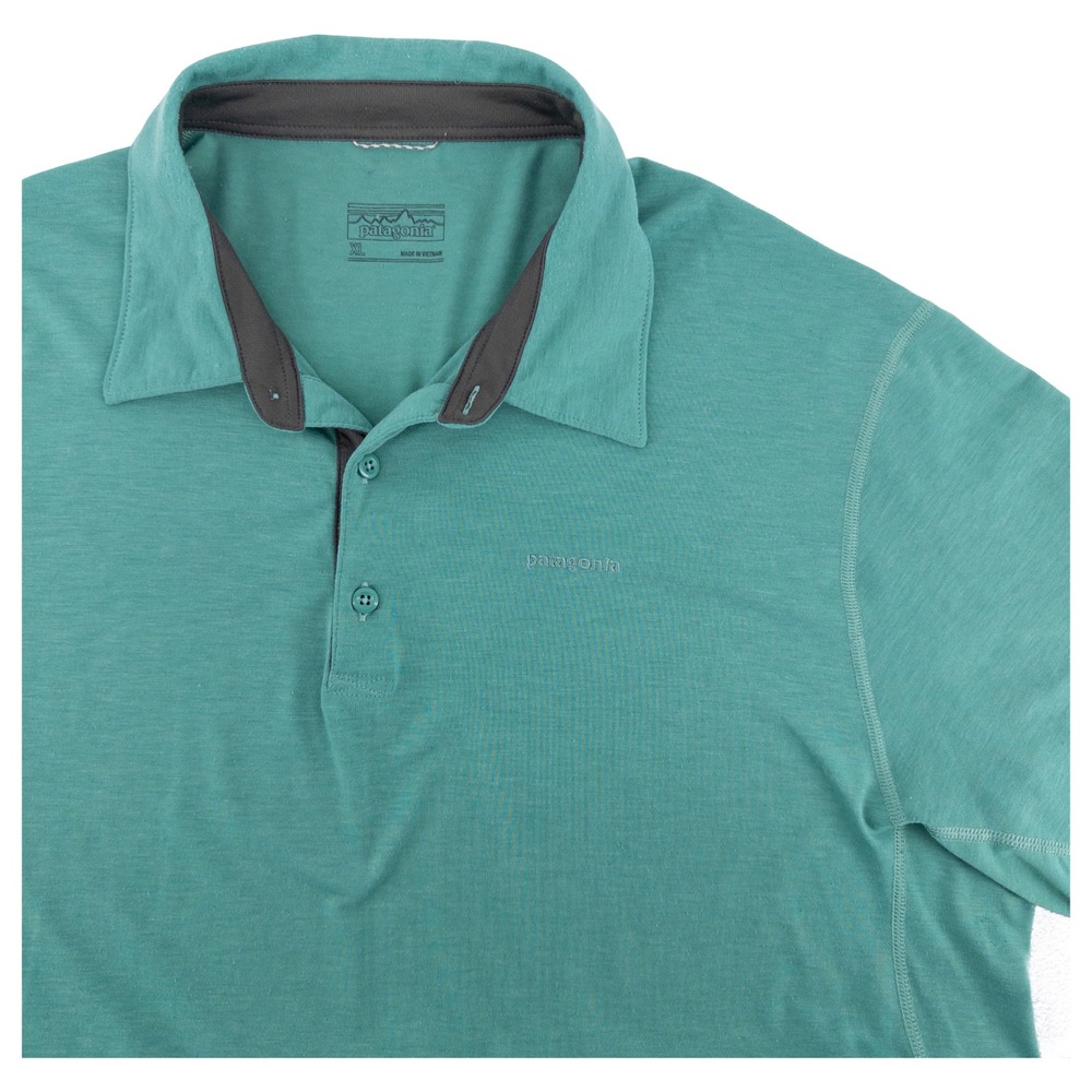 Patagonia Mens XL Cactusflats Polo Shirt Green 52860 Gorpcore Hiking Stretch